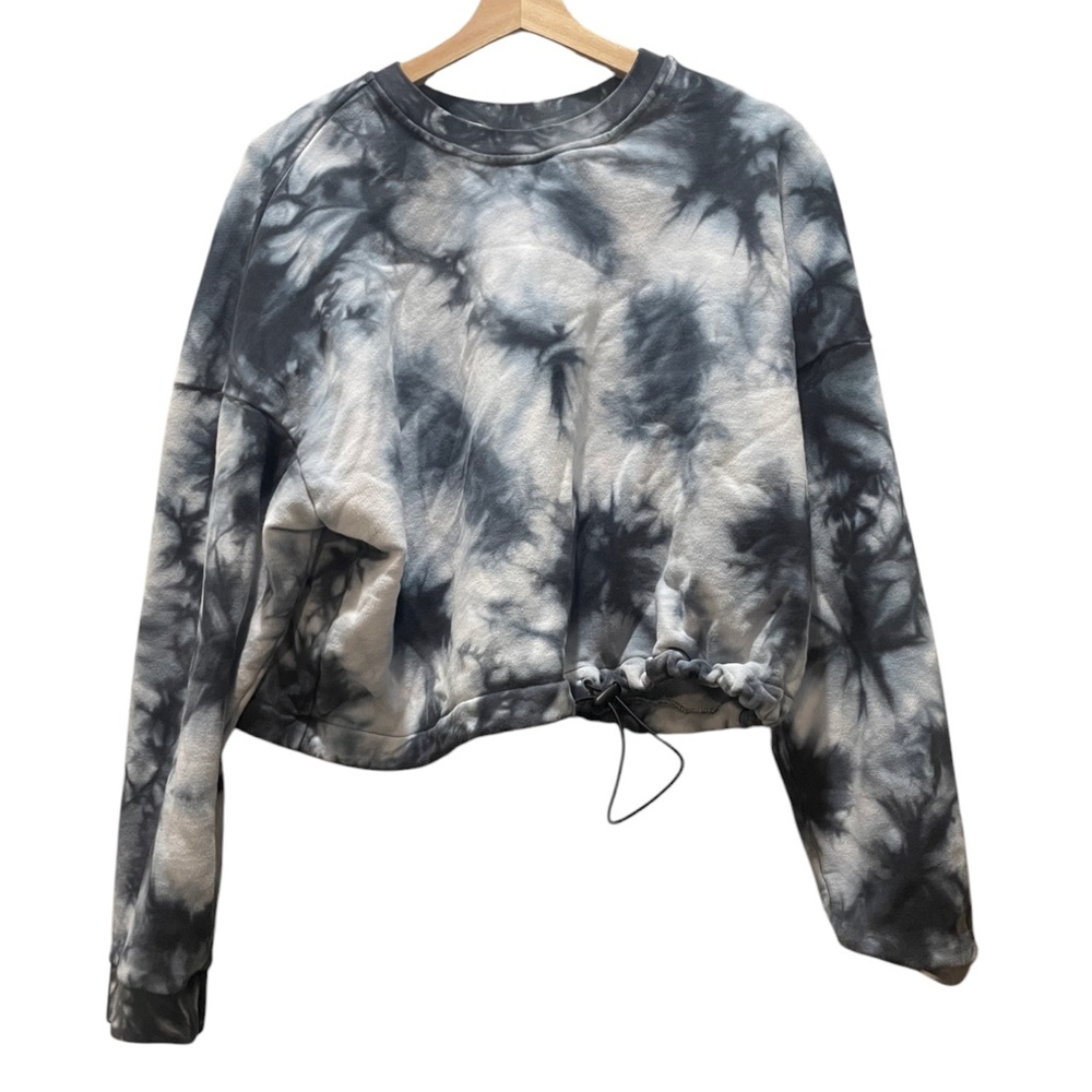 Cobble Lane Tie-Dye Cropped Sweatshirt With Adjustable Hem Women Size Large